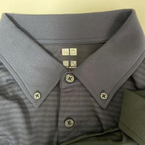 ユニクロ　ポロシャツ　2点セット　紺色　黒　うっすらストライプ　サラサラL 半袖_7