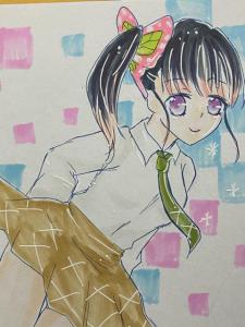 自作イラスト☆鬼滅の刃☆学園☆栗花落カナヲ