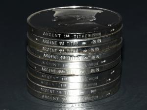 フランス製 ARGENT 1er TITRE 純銀メダル １０枚 まとめて 総重量657g 銀貨 彫刻 シルバー 刻印あり 金属工芸 z0071n