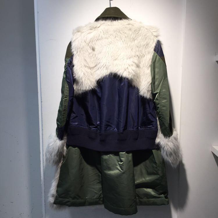 sacai サカイ 2018AW 18-04032 Military Coat Faux Fur Panel フェイク ...