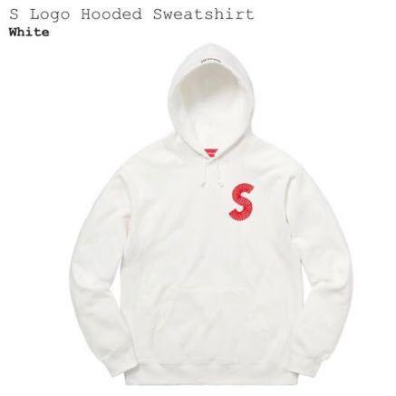 L 白 supreme S logo hooded sweatshirt white シュプリーム Sロゴ ...