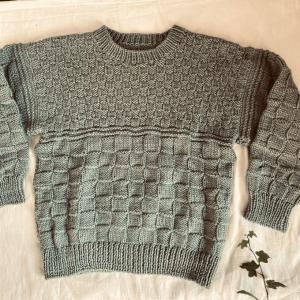 手編みハンドメイド　純毛　メンズセーター　M～L　クリスマスプレゼント⑤グリーン_3