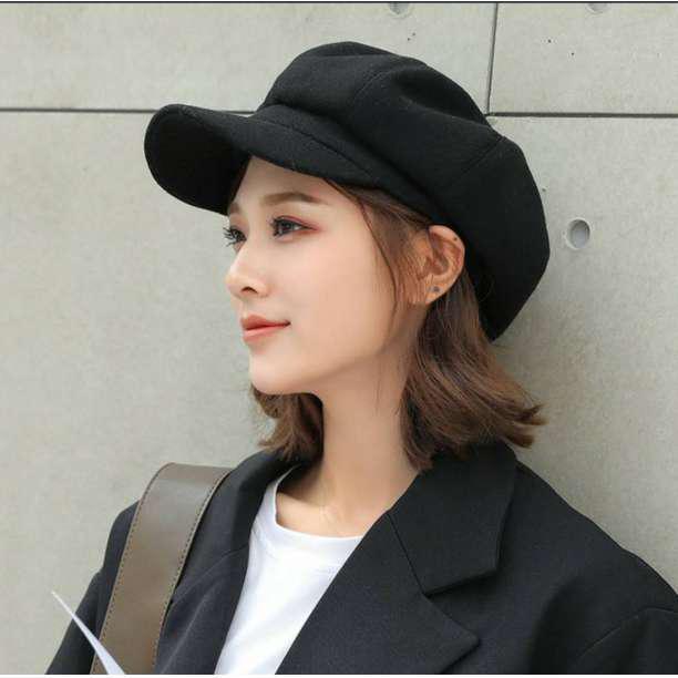 キャスケット オシャレ 男女兼用 帽子 黒 量産型 ベレー帽 レディース 韓国