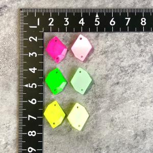 【再販】 6個/ピンク　ネオンカラーの多面カットガラスビジュー　BI12_9