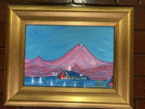 幻想絵画空飛ぶ画家糸川裕志の富士山曼荼羅の一点、アクリル画 - 絵画 