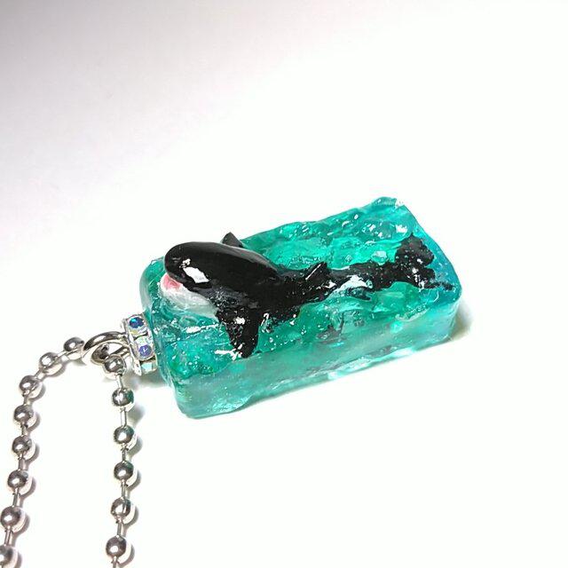 大人気！　飛び出すシャチ　波紋レジン　キーホルダー