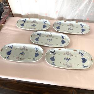 福珠窯　福珠陶苑　天啓花蝶紋　小判皿大　5枚（1050）