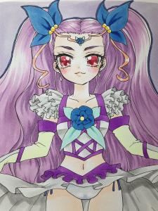 同人 手描きイラスト 女の子 プリキュア 5 ミルキィローズ ケント紙 A5サイズ