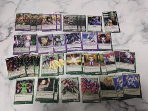 ガンダムウォー 緑色 黒色 紫色 デッキ主要パーツ一式 ACE ジオ