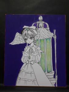 手描きイラスト☆オリジナル 中色紙 ペン画 アクリルガッシュ 美少女 『培養液。』