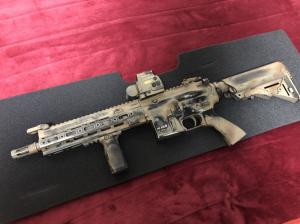 □マルイ次世代電動ガンHK416 デルタカスタム ブラック(ウェザリング&カムフラージュペイントカスタム)SBD リポ化 ホロサイト豪華セット！