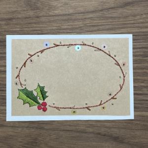 紙刺繍『クリスマスリース』メッセージカード_2