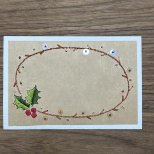 紙刺繍『クリスマスリース』メッセージカード_3