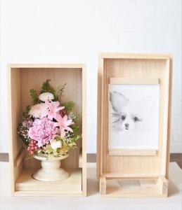 桐箱入りナチュラル仏花・薄ピンク