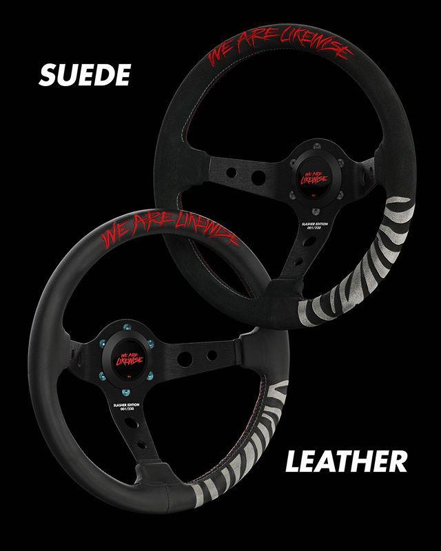 限定品】ステッカー付 Likewise シリアルナンバー付 ステアリング Slasher Edition Steering Wheel レザー  ライクワイズ USDM スタンス