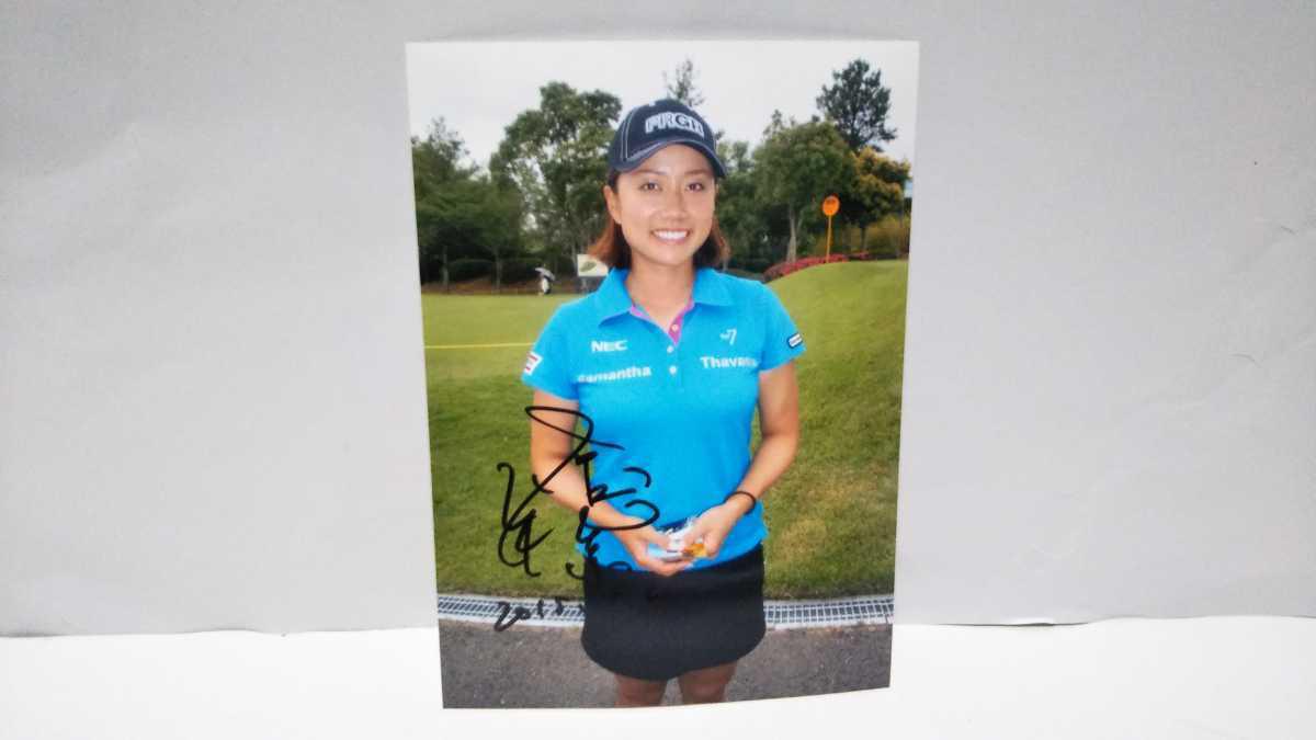 即決！女子ゴルフ 原江里菜 直筆サイン入り2L写真 JLPGA