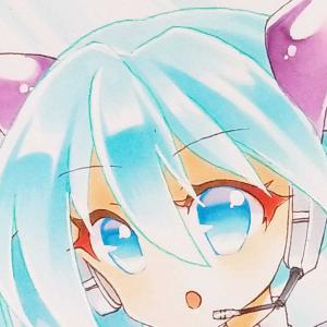 手描きイラスト 発音ミク 初音ミク 新幹線変形ロボ シンカリオン 同人 直筆 原画