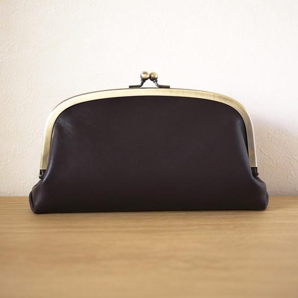 【在庫あり・翌日までに出荷可能】レザーがま口長財布　ダークブラウン がま口 buco