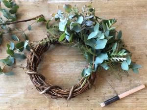レシピ付き制作キット　eucalyptus wreath 35cm キット p&ecirc;che