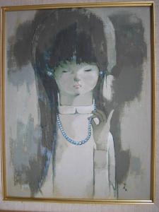 青木一美◇横浜美術協会会員・国画会会員・回顧展・少女の詩画集『遠い日』・北野美術館大賞展大賞受賞・作品集◇パールの少女◇Ｆ６