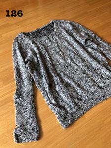 126 ザックリあら編み袖リブ細 ニット