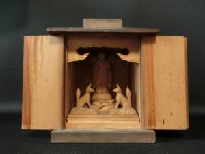 近】江戸期 木彫 厨子入 最上稲荷仏 最上位経王大菩薩像