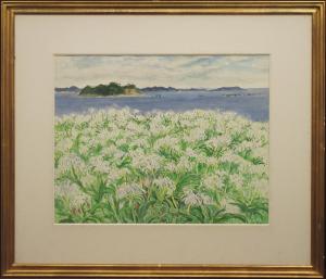【格安新作登場】青山　政吉 先生　『和具大島』　水彩画 自然、風景画