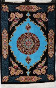 【限定セール2024】最高級ペルシャ絨毯 アルバル工房 オリジナル ブルー地の華やかな花瓶柄91x60 ラグ・カーペット