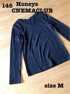 146 ハニーズ  CNEMACLUB シンプル黒Ｖネック size M
