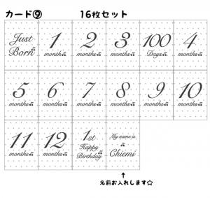 マンスリーカード ⑨16枚セット  さくらんぼ チェリー ドット