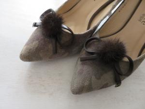 リボンベルトファー シューズクリップ ダークブラウン