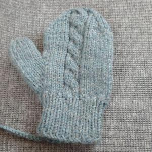 ☆手編み☆キッズ☆ミトン☆純毛☆ウール100%☆ひも付き☆こども用☆