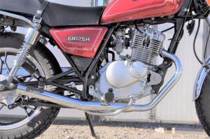 弾丸 GN125 マフラー メッキショート管 バッフル着脱可能