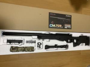 中古 CM703 L96A1 cyma エアコッキング スナイパーライフル BK スコープ 、マウント、マズルアダプター付き サバゲー