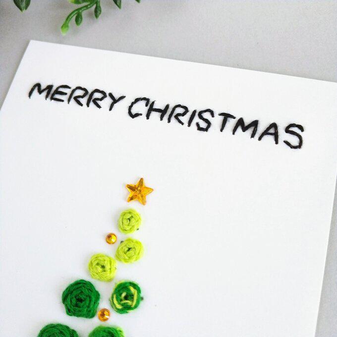 紙刺繍 クリスマスカード／くるくるツリーR／送料無料_2