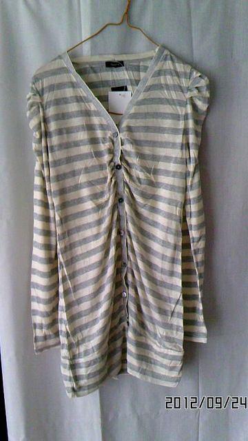 新品タグ付☆ラメボーダー着痩せカーデM
