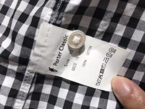 18SS Porter Classic ROLL UP GINGHAM CHECK SHIRTS ブラック 黒