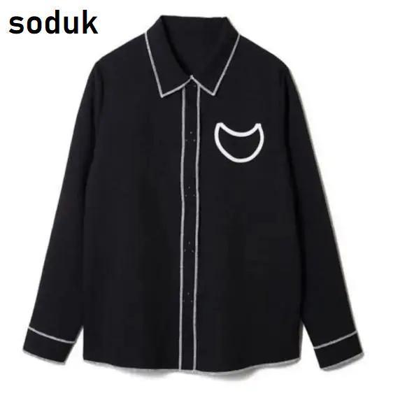通販企業 Soduk シャツ ステッチ 人気 黒 - トップス