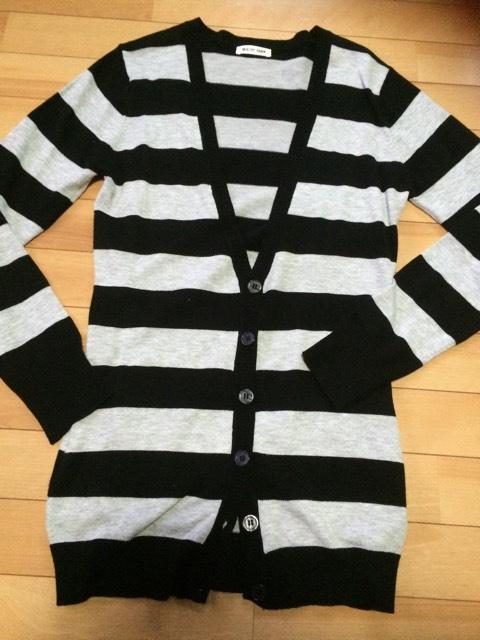 新品★ポケット付き黒×グレーのボーダーカーディガン★Mサイズ