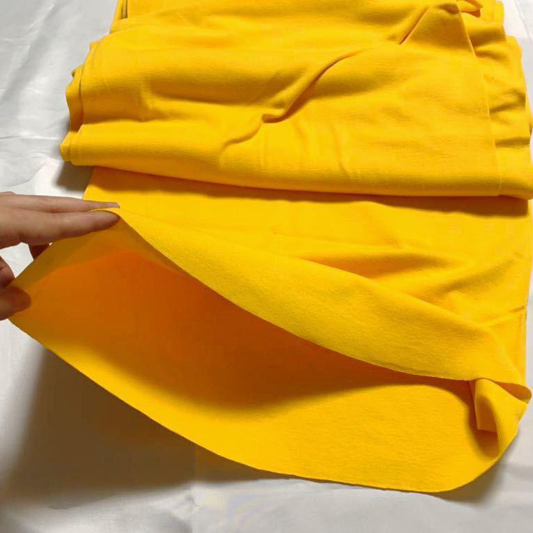 綿100%ニット 輪状82cm巾 5.9m イエロー黄色 Tシャツ カットソー ハンドメイド ストレッチ生地
